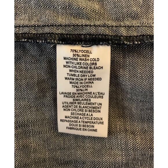 TRINA TURK Women's XS Extra Small Blue Denim Lyocell Linen Short Sleeve Dress - Picture 11 of 11